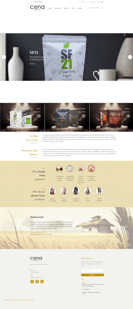 Case-Cena 10 Landing page